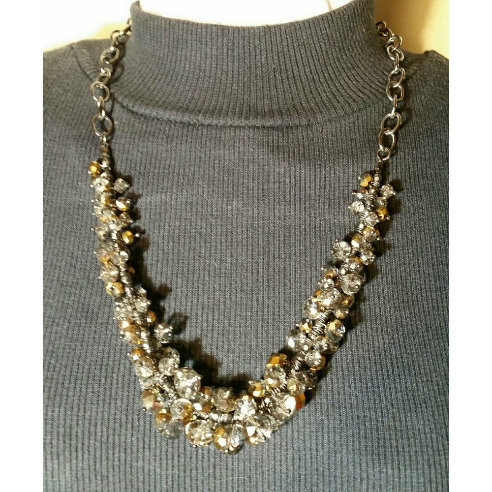 Simply Vera NECKLACE Smoke Tone Chain & Glass Bead - Picture 2 of 11